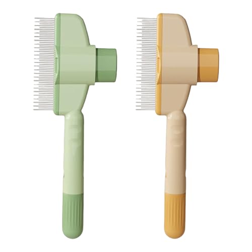 2 Stück Fellblitz Bürste | Selbstreinigende Haustierbürste | Selbstreinigender Flohkamm | Katzen Kamm Flohkamm Mit Auslöseknopf | Ntfernt Knoten & Lose Haare | Für Lang- Und Kurzhaarpflege