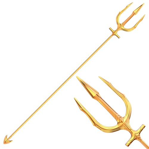 Udekit Disfraz de Cosplay de Lanza Tridente de Metal, Arma de Poseidón de 3 puntas para Halloween para adultos