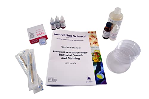 ALDON Innovating Science - Introduction to Microbiology: Bacterial Growth & Staining - for Teaching Bacterial Identification & Morphology - Hands On Lab Activity - Materials for 5 Setups - Science Kit
