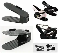 Kit 20 Organizadores de sapatos, saltos e tênis com regulagem de altura - Preto