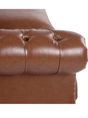 Image of Modern 1 Seater Boucle Fabric Sofa Contemporary Chesterfield Style, Off-White Armchair with Wooden Base and Decorative Pillows for Living Room, Office or Bedroom