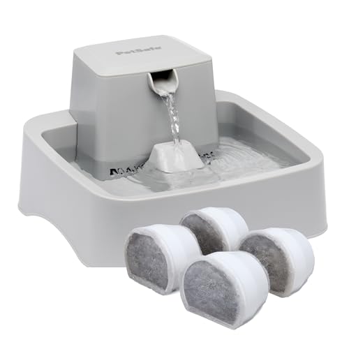 PetSafe Oasys 1/2 Gallon Pet Fountain for Cats and Small Dogs 1/2 Gallon Water Capacity Adjustable Flow Control Fresh Filtered Water Easy to Clean - Extra Filters Included