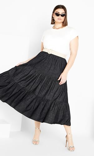 City Chic Plus Size Skirt, Denim Tier Skirt3
