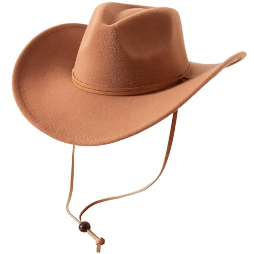 Lanzom Women Men Retro Felt Wide Brim...