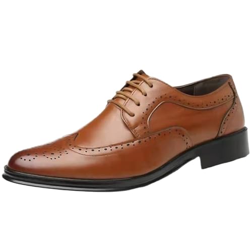 Mens Leather Lace Up Derby Shoes Comfortable Classic Oxford Business Dress Style
