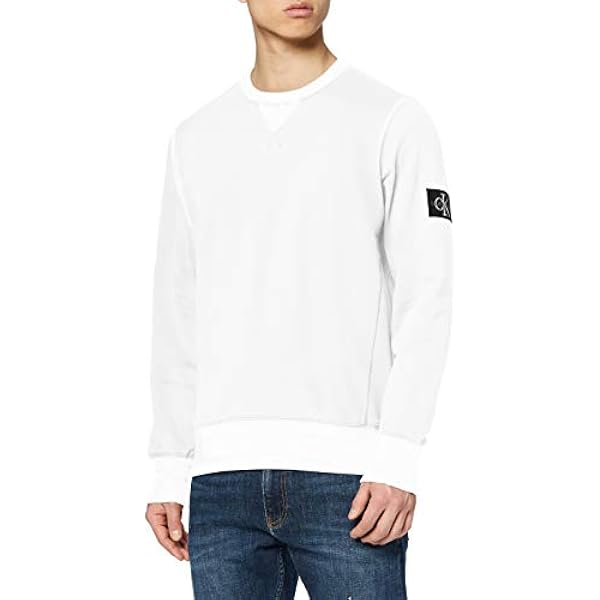 Calvin Klein Jeans Mäns monogram ärm märke Cn tröja, svart, En Storlek