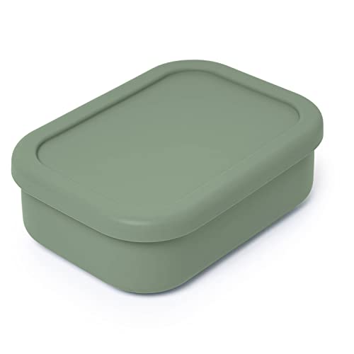Indian-Tiffin Boîte à repas en silicone avec 3 compartiments - Vert - Qualité alimentaire - Anti-fuite - Passe au micro-ondes