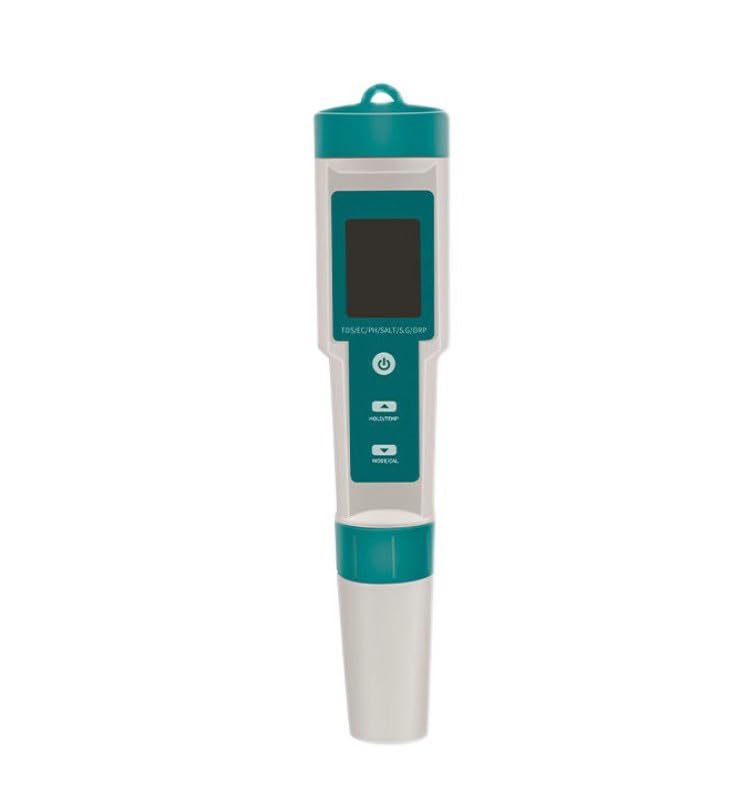 Misuratore di Salinità Ph Piscina Digitale 7 in 1 con Retroilluminazione | pH TDS EC Salt ORP S.G Temperatura Meter, Alta Precisione, per Acquario, Idrocoltura, Acqua Potabile