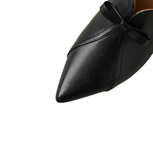TinaCus Women's Genuine Leather Handmade Pointed Toe Bowtie Side Zipper Kitten Heel Office Pumps Shoes2