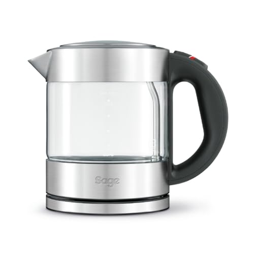 Sage - The Compact Kettle Pure - Quiet and Cordless Electric Kettle - Fast Boil Easy to Clean Glass - 1 L Capacity 2400 W - Brushed Stainless Steel