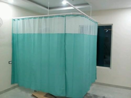 Image of Dr.Bohrras Polyester Hospital Partition Opaque Curtains 7 Feet Height Waterproof With Eyelets And C Hooks For Clinics, Icu, Wards, Hospital (Sea Green, Waves, 4 Ft (W) X 7 Ft (H))