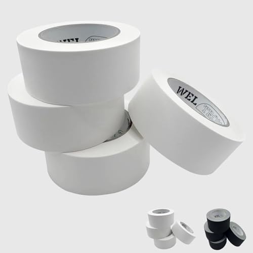 Image of Gaffers Tape White 4 Packs, Heavy Duty Gaffing Tape, Matte Non-Reflective, Multipurpose, Hand Tear, Residue Free, Cloth Tape for Cable, Stage, Photography 2 Inch x 30 Yards 4 White Rolls