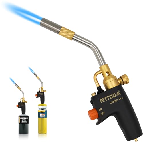 RTTOOA High Intensity Adjustable Propane Torch Head, GJ-8000 Trigger Start Mapp Gas Torch Map Gas Torch Kit with Self Ignition,Pencil Flame Welding Torch Fuel by MAPP, MAP/PRO(CSA Certified) RTTOOA High Intensity Adjustable Propane Torch Head, GJ-8000 Trigger Start Mapp Gas Torch Map Gas Torch Kit with Self Ignition,Pencil Flame Welding Torch Fuel by MAPP, MAP/PRO(CSA Certified)