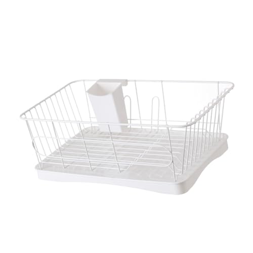 SAFIGLE キッチン多機能食器乾燥ラック 耐久アイアン製ボウルオーガナイザー 軽量で取り外し可能な箸ホルダー付き 水切りトレイ シンプル