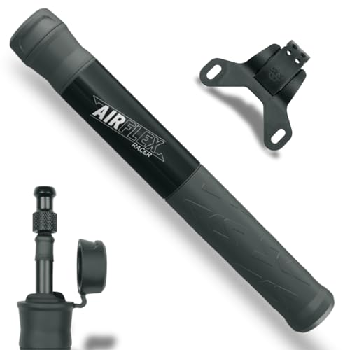 SKS GERMANY AIRFLEX RACER BLACK Fahrradpumpe für Rennrad-Reifen, Fahrradzubehör (Luftpumpe mit SV-Anschluss, griffige Staubkappe, Weichkomponentengriff, max. Druck: 8 bar / 115 PSI), schwarz