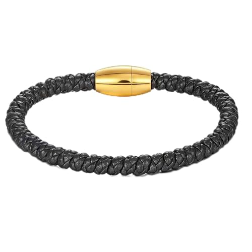Pulsera de cuero para hombre con cierre de acero inoxidable miniatura 1