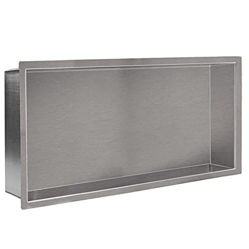 24"×12" Shower Niche Brushed Stainless Steel, Recessed Shower Caddy, Bathroom Shelf Insert Fits for 22.8"x11" Wall Hole Installation (Nickel) - Image 3