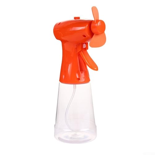 Gdfnmogo Ventilador de mano con pulverizador de agua con tanque de 500 ml, ventilador portátil alimentado por pilas para viajes y uso al aire libre, compacto y personal (naranja)