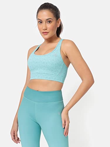 Image of Medium Impact Printed Sports Bra | Compression Fit | Slip-On | Full-Coverage | Removable Cups