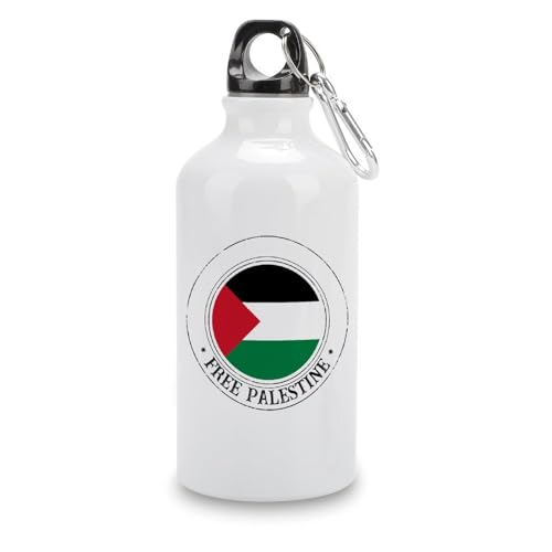 Palestine Flag Travel Sports Water Bottles Free Palestine Water Bottles Stainless Steel 14 OZ Insulated Travel Bottle with Carabiner Clip for Sports Travel