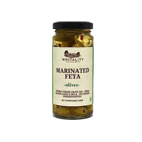 Whitality Marinated Feta Dressing I Ready to Use I Feta with Olives and Herbs + Organic Extra Virgin Olive Oil and Herbs I No preservatives I Glass Packaging 230gms (B09RG9WD9Y) Amazon Price History, Amazon Price Tracker