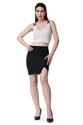 Image of POPWINGS Casual Front Slit Mini Length Pencil Skirt for Women || Stylish Mini Skirt for Women || Concert Skirt for Women || Summer Pencil Skirt for Women
