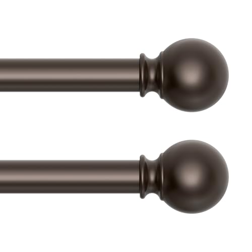 Image of JRZOO 2 Pack Bronze Curtain Rod for Windows 18-45 Inch, 5/8 Inch Small Window Treatment Rods, Short Adjustable Splicing Drapery pole, Bronze
