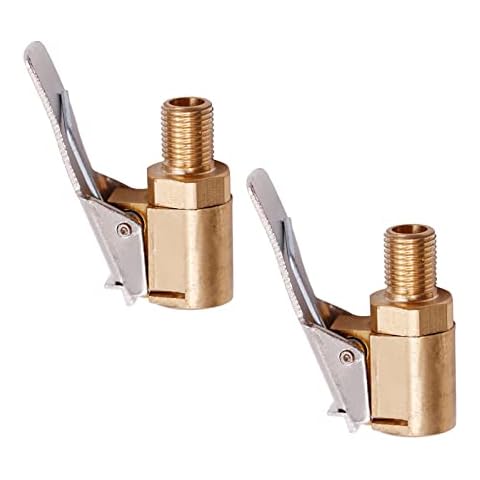 CHENJUNJUN 2 Pcs Tire Air Chucks Brass Tyre Valve Air Pump Clip Car Air Pump Thread Nozzle Adapter Open End Car Truck Tyre Tire Inflator Valve Connector for Car Truck Valve Connector Cover