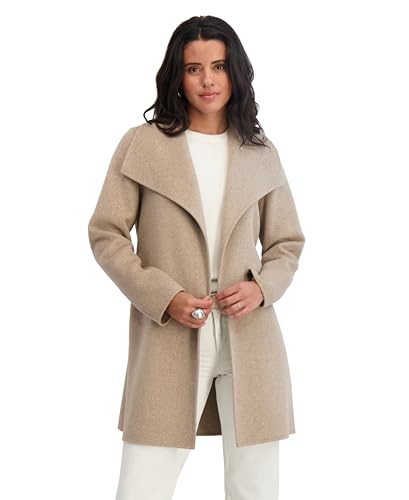 Image of TAHARI Women's Double-faced Luxury Soft Wool Blend Peacoat- Wrap Wool Coat With Removable Belt