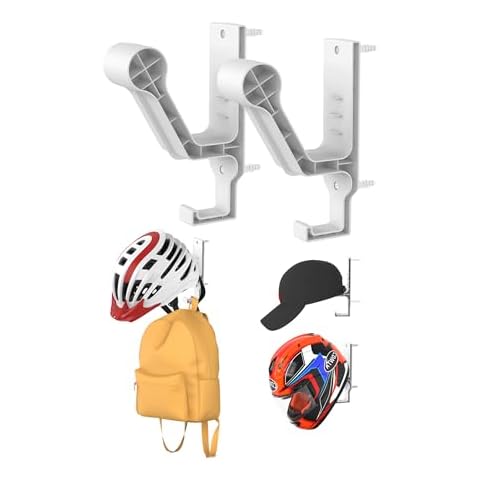 NOTMBESTM Universal Helmet Wall Mount Organizer 2 Pack, Helmet Rack for Display, Helmet Holder for Motorcycle/Bicycle/Tactics Helmet Hanger for Jackets, Coats, Caps and More (White) Cover