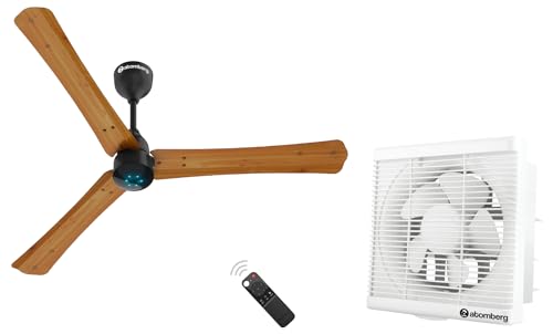 Image of atomberg Renesa+ 1200mm BLDC Motor 5 Star Rated Ceiling Fans for Home with Remote Control (Brown) Efficio 150mm (sweep size) BLDC motor Energy Saving Exhaust Fan (White)