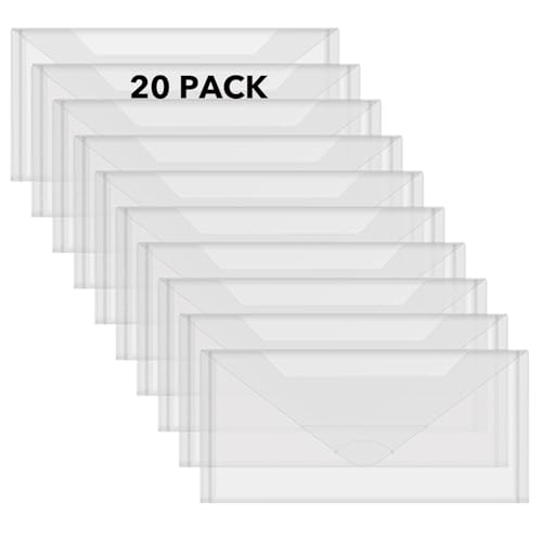 Image of Briartw 20 Pack Storage Bag,4.5x9.5 inch Resealable Plastic Envelopes Pockets for Cutting Dies Stencil Crafts Organizer Holder,Clear Storage Envelopes for Clear Stamp,Die Cuts,scrapbook Paper