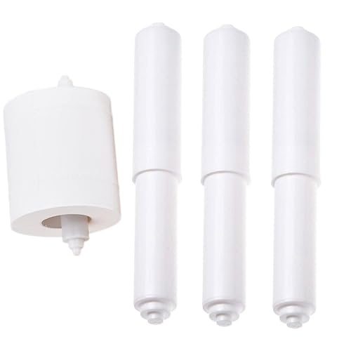 Rodillos de papel higiénico, 3 unidades, soporte para rollo de papel higiénico, soporte para rollo de papel higiénico, rodillo de repuesto con resorte, fácil instalación (extremo de punta blanca)