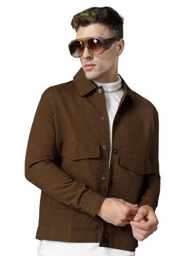 Image of CHKOKKO Men's Fleece Solid Winter Wear Regular Fit Standard Length Jacket