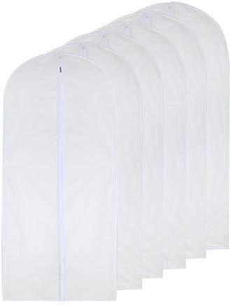 Garment Bag Clear 24'' x 40'' Suit Garment Bags White Breathable Full Zipper Dust Cover for Suit Dance Clothes Closet Pack of 6