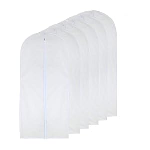 Garment Bag Clear 24” x 40” Suit Bag Moth Proof Garment Bags White Breathable Full Zipper Dust Cover for Suit Dance Clothes Closet Pack of 6