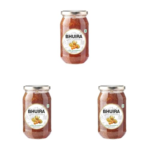 Image of Bhuira Cape Gooseberry Preserve - 470g | All Natural No Added Preservatives, Artificial Colors | Handmade Himachal Vegan Spread | Breakfast Dessert Jam | Healthy Snack (Pack of 3)