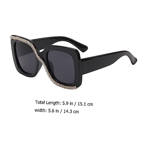 Toyvian Retro Square Sunglasses for Women Stylish Diamond-Accented Oversized Sun Glasses for Face UV Protection Vintage Fashion Accessories3