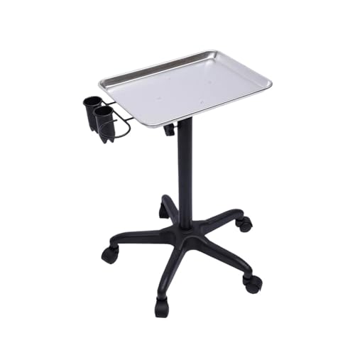 XIEweiZHI Carro rodante Profesional de Aluminio for salón de SPA, Carro móvil for Tatuaje, Bandeja de Servicio for Instrumentos for el Cabello, Negro/Plata(Silver)