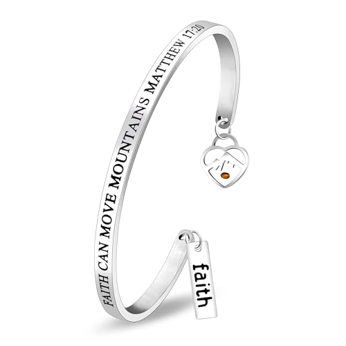 Bracelet inspirant Matthew 17:20 en acier avec breloques de foi