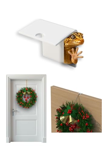 Door Hook Türhaken Weiß ohne Bohren - Universeller Kranzhalter für Dekorationen I Unsichtbarer Haken mit Hightech-Technologie für Türkränze & Saison-Deko - Aufhängehaken einfach zum Einhängen