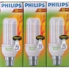 3 x 75 watt (14 watt energy) Philips Low Energy Saver Saving Light Bulb Bayonet Cap