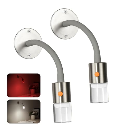 Obeaming 2 x Lampe de Lecture 12V LED Camping-Car 4000K et Lumière Rouge Murale DC 12V-24V Spot pour Bateau Caravane Voiture Camion, Flexible Col de Cygne,...