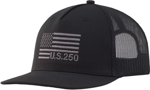 XL/XXL U.S. 250th Anniversary Flat Bill Trucker Hat Big Head Men's Embroidered American Flag 4th of July Independence Hat 5-Panel Snapback USA Patriotic Baseball Cap Christmas Birthday Gift - Black