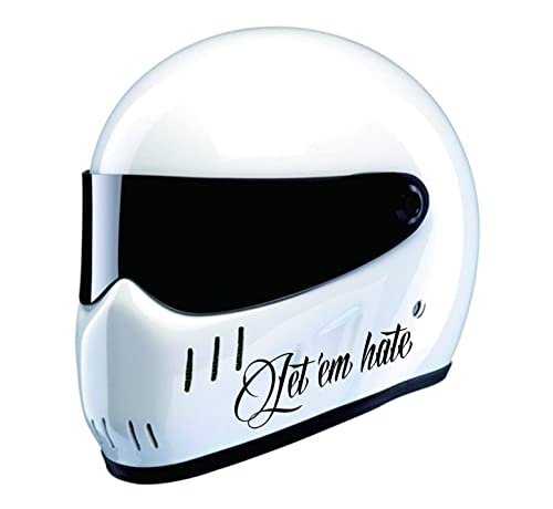STICKY DUDE 2 Pieces Let 'em Hate Motorcycle Black Helmet Sticker Biker Rider Vinyl Waterproof | 7x2 Inch