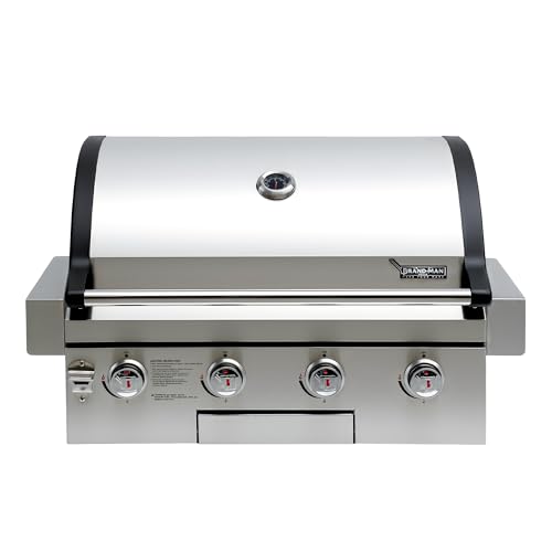 Flintex 30 Inch Built-in BBQ Gas Grill (NG/LPG Convertible), 4-Burner Outdoor Kitchen Gas/Propane Grill with Griddle Combo, Stainless Steel Built-in Outdoor BBQ Grill for Outdoor Kitchen