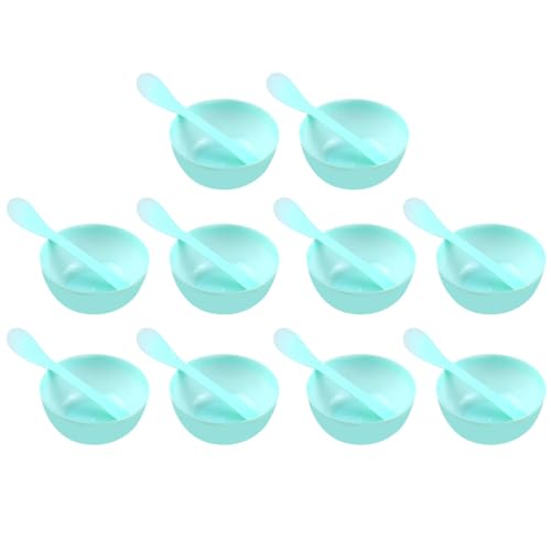 Set de 10 tazones de mezcla de plastico con cucharas miniatura 1