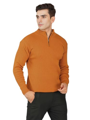 Image of LOQUE Men's Wool Blend Selection Sweater Half Zip High Neck Pullover Warm Casual Winter Wear for Office and Travel