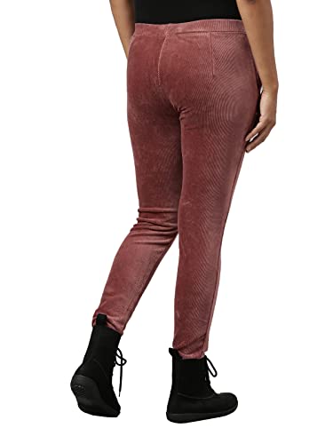 Image of GO COLORS Solid Corduroy Treggings for Women | Warmtech, Mid Rise, Side Pocket