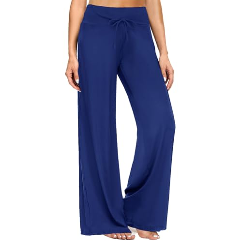 Image of ZOOSIXX Soft Black Pajama Pants for Women, Wide Leg Pants Woman Flowy Comfy Casual Lounge Yoga Capri Pants 22 inch / 30 inch